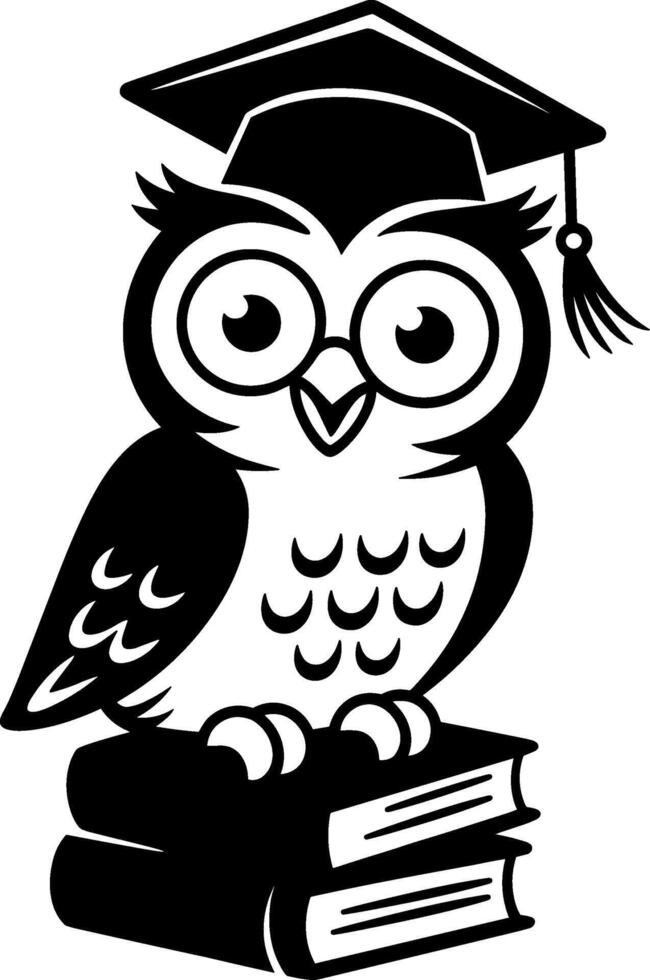 Cartoon Owl on Books Wearing Graduation Cap vector