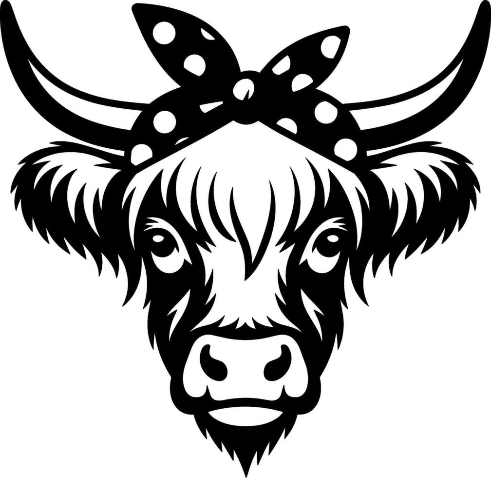 Fluffy Highland Cow with Bandana vector