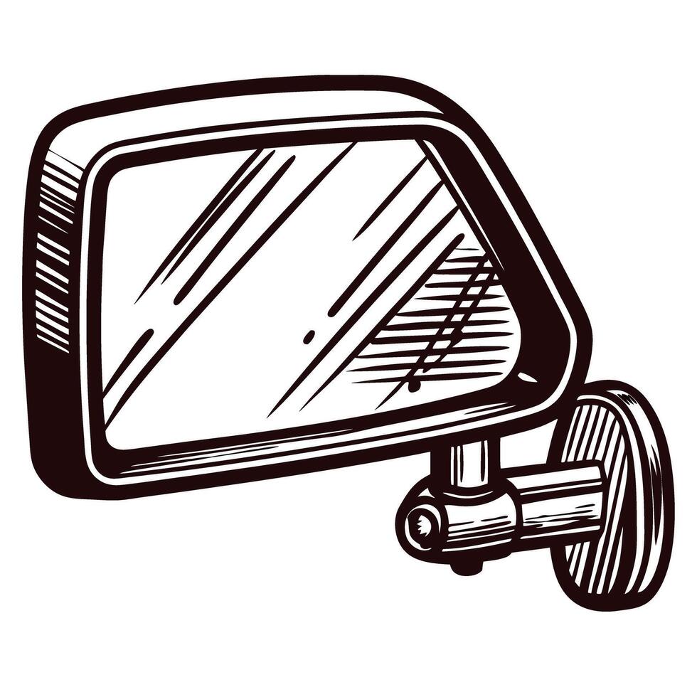 of a car side mirror with engraved and reflective surface vector