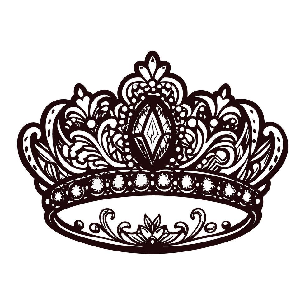 Intricate vintage tiara with elegant floral and gemstone patterns vector