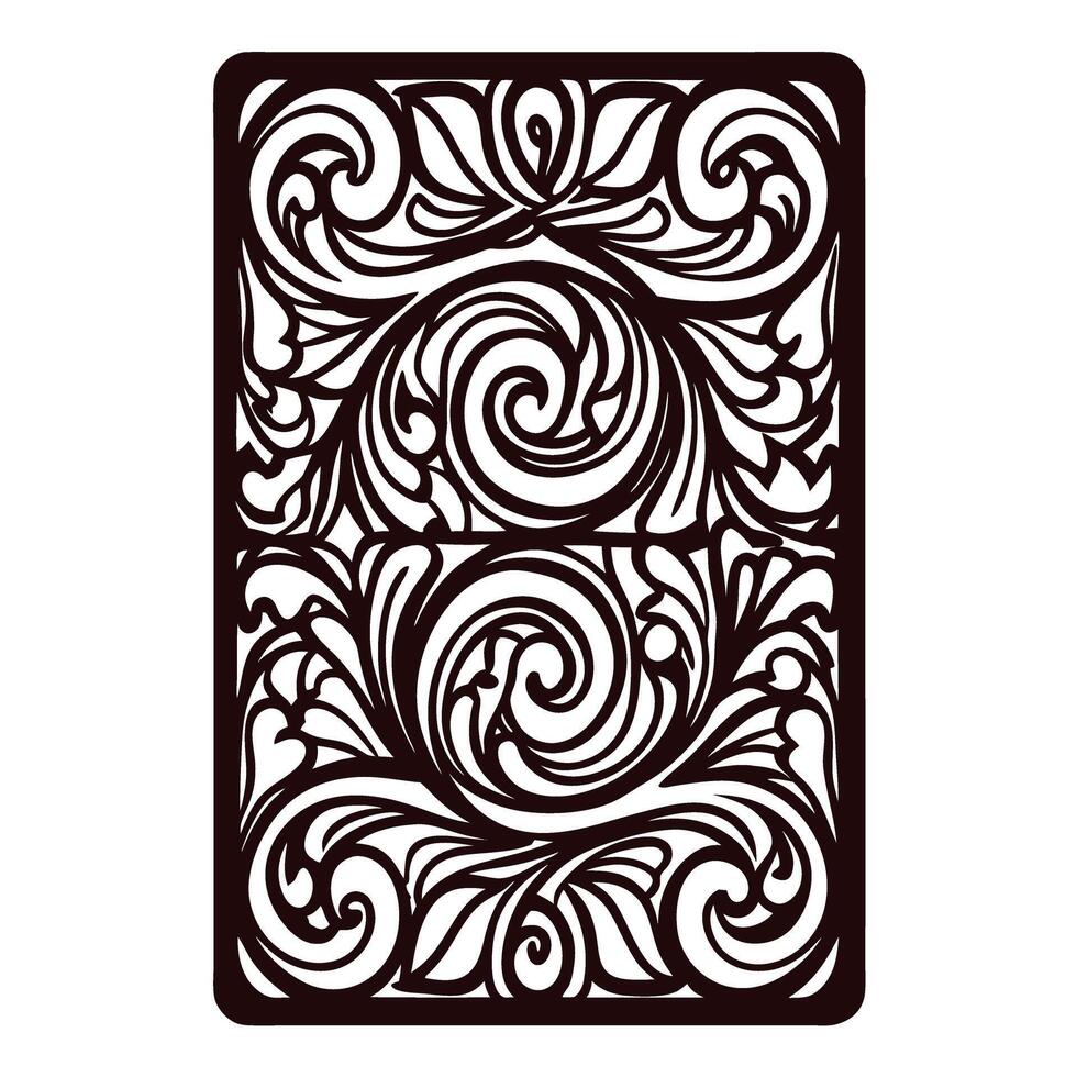 Intricate black and white floral design with symmetrical swirls and leaf patterns vector