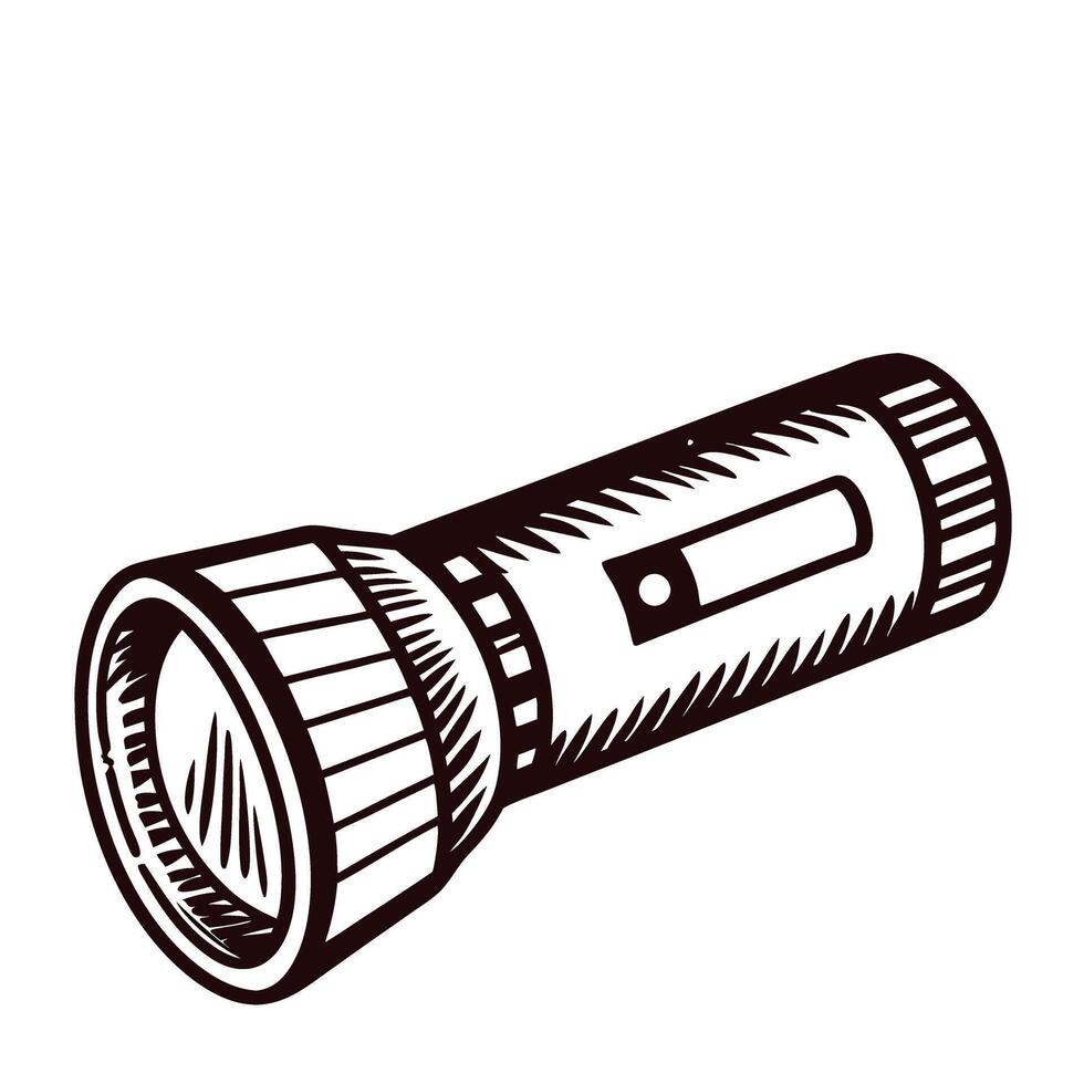 Monochrome of a flashlight with detailed engraving design vector