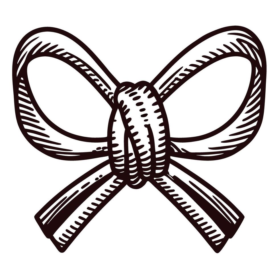 Detailed black and white of a bow knot with intricate patterns vector