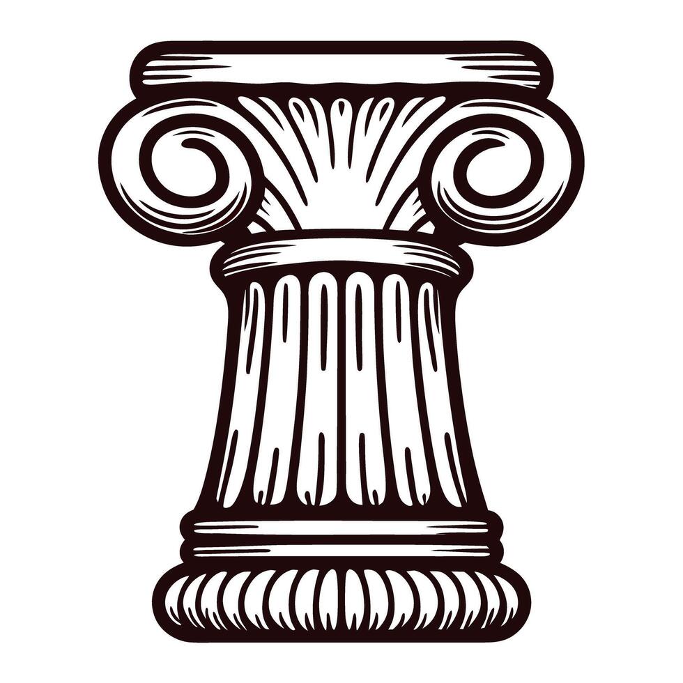 Intricately designed ionic column capital with classical architectural details vector