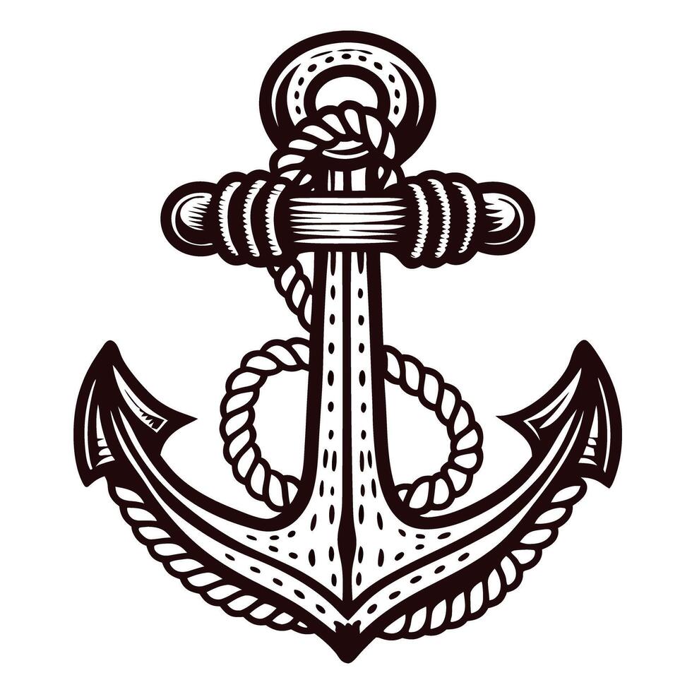 Intricate nautical anchor with rope design in vintage vector