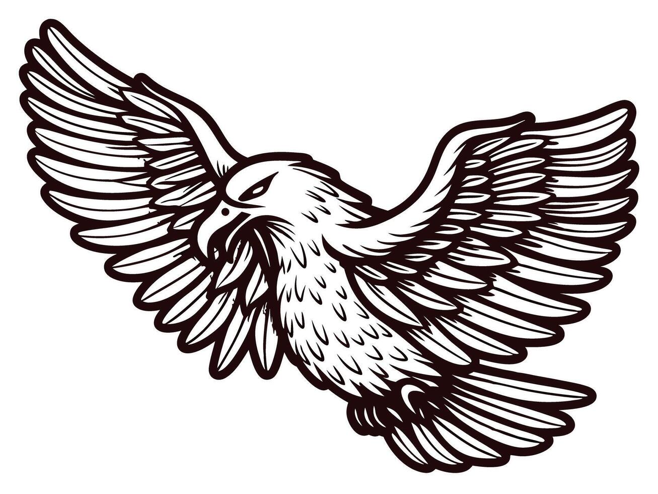 Eagle with detailed feather patterns in dynamic flight pose vector