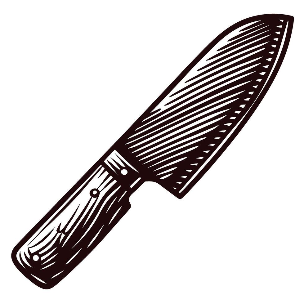 Detailed of a chef's knife with classic wooden handle design for cooking enthusiasts vector