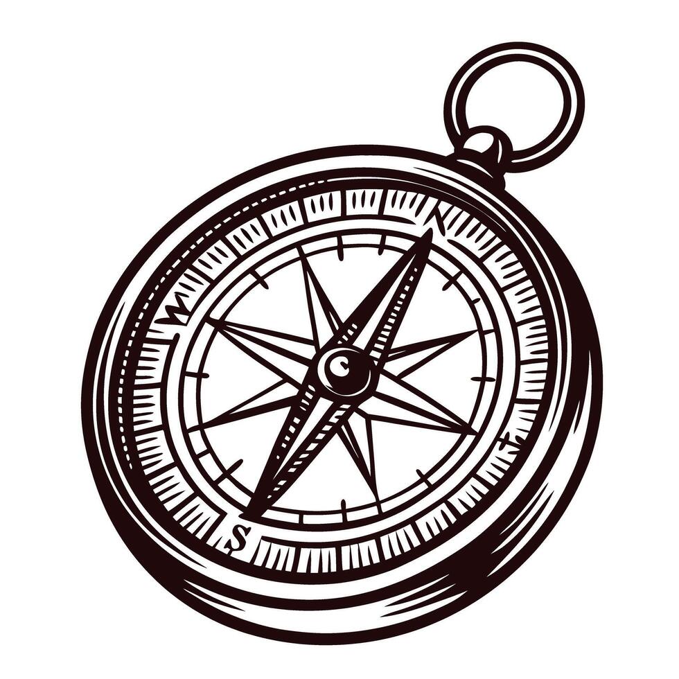 Vintage compass with detailed nautical design and intricate directional markings vector