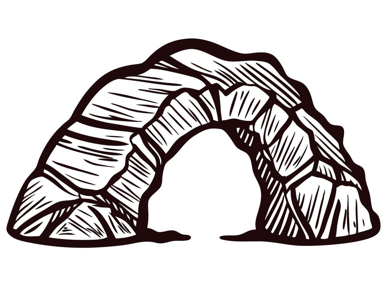 Stone archway with geometric pattern in monochrome design vector