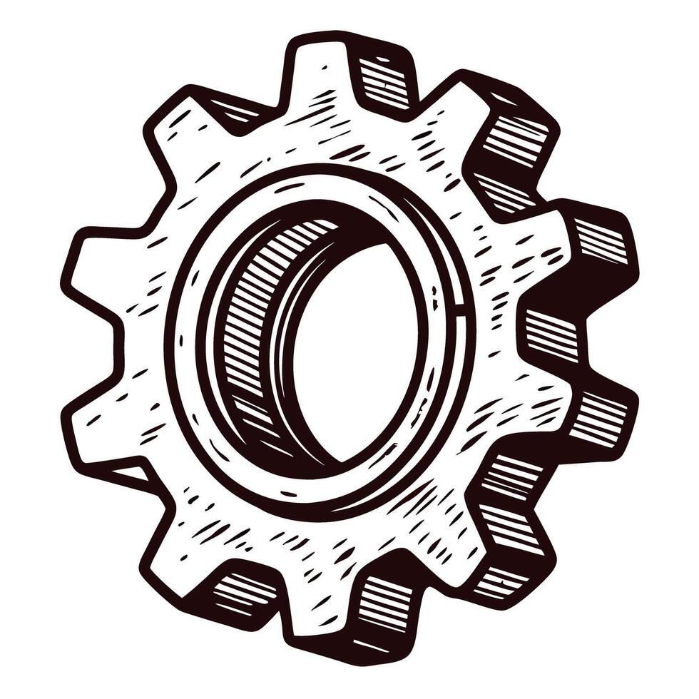 Intricate gear sketch showcasing detailed engineering design elements vector