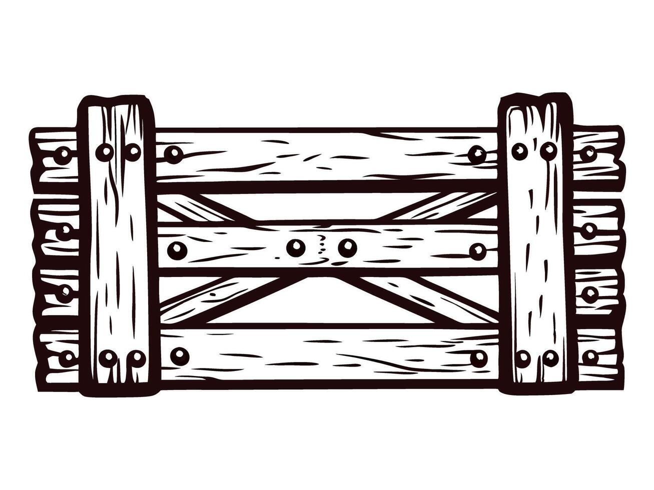 Rustic wooden crate with cross brace design and detailed grain work vector