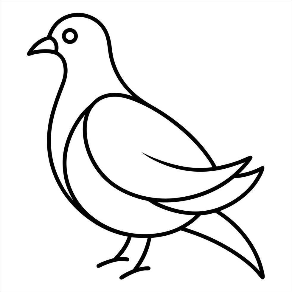 Fantail pigeon illustrated in continuous line art style showcasing elegant feathers ideal for bird themed designs artistic logos and modern creative decor vector