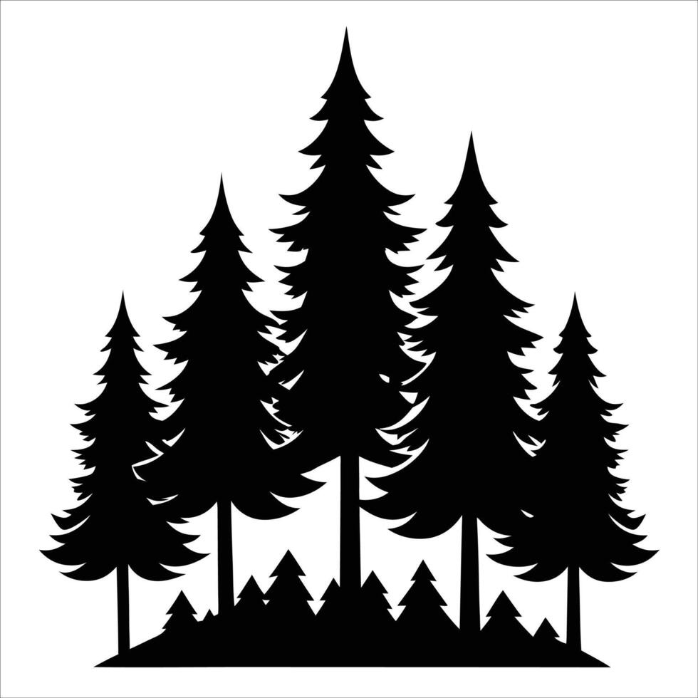 Elegant silhouette illustration of pine trees in style perfect for nature inspired designs outdoor posters landscape graphics forest themed art and print decor vector