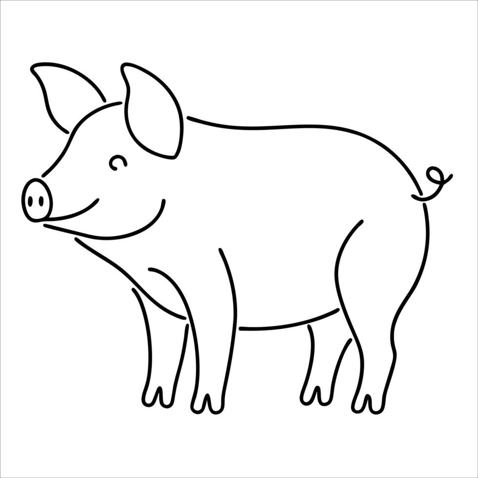 Stylish pig drawn with single continuous line in minimalist art design ideal for creative projects animal logos t shirt prints and unique artistic decorations vector