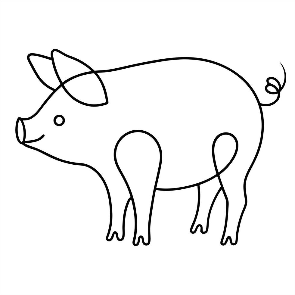 Elegant pig illustration in minimalist continuous line art style perfect for modern decor animal-themed artwork farm wall art or graphic design and branding projects vector