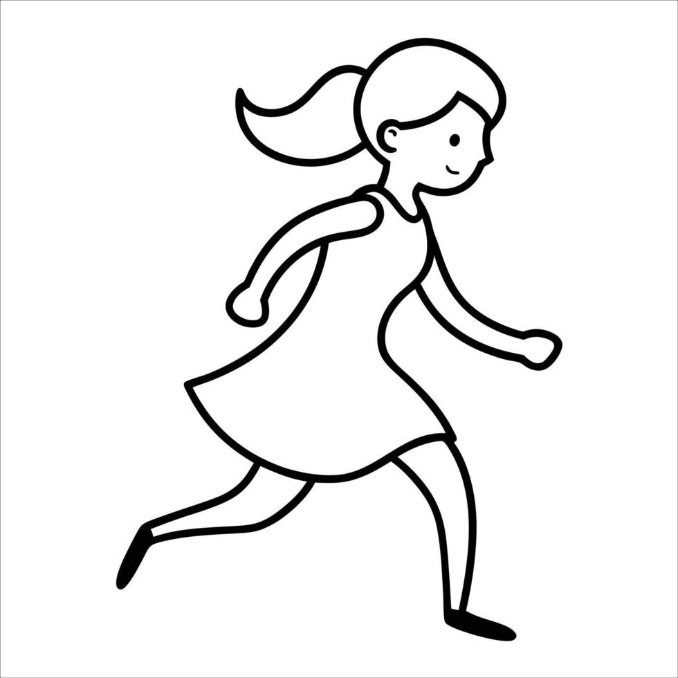 Minimalist running girl in single line art great for exercise themed illustrations health campaigns and contemporary feminine fitness design materials vector