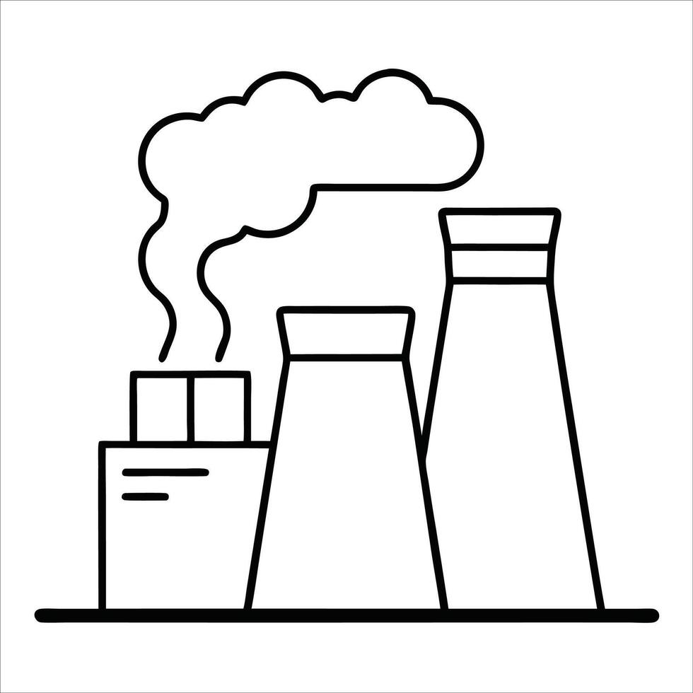 Minimalist of power plant using single line drawing style ideal for energy production visuals industrial themes eco friendly artwork and modern clean design vector