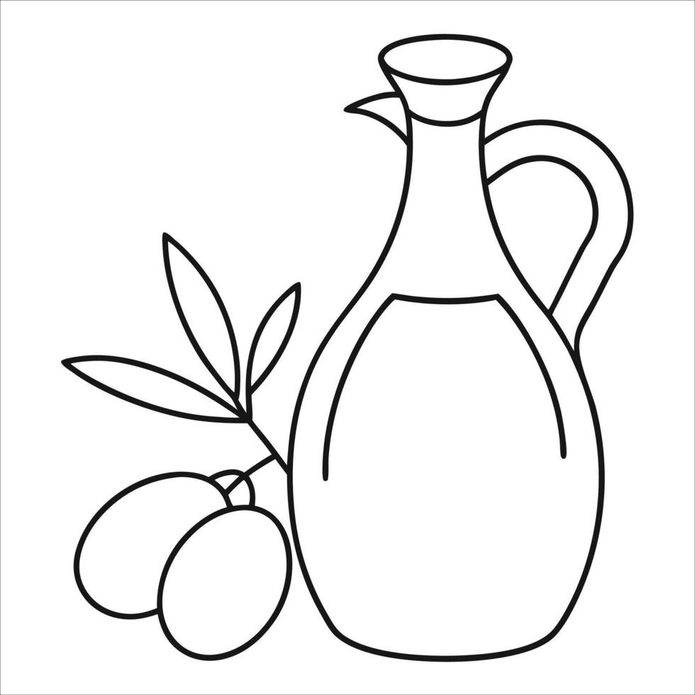 Minimalist drawing of olive oil bottle in continuous line art style for cooking themed art Mediterranean kitchen decor or healthy lifestyle illustrations and organic food visuals vector
