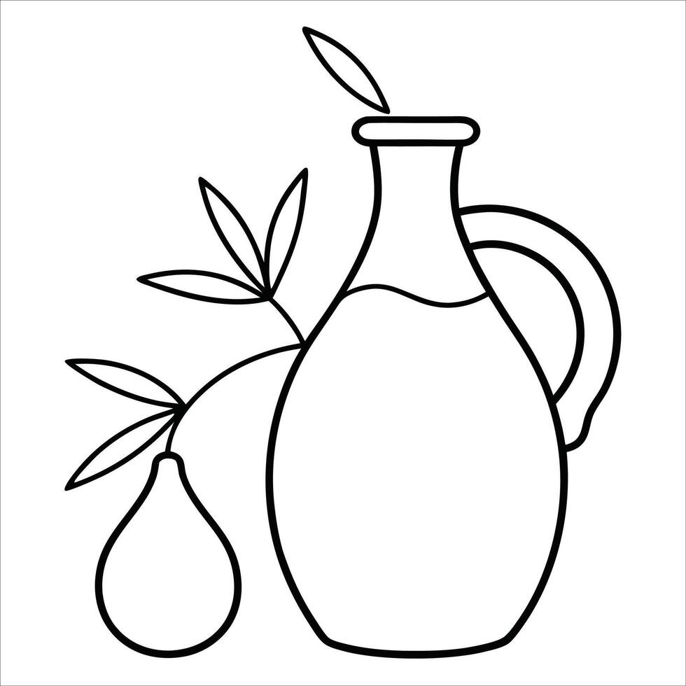 Continuous line drawing of olive oil in a bottle for modern kitchen art minimalist culinary illustrations healthy food visuals or Mediterranean inspired design elements vector
