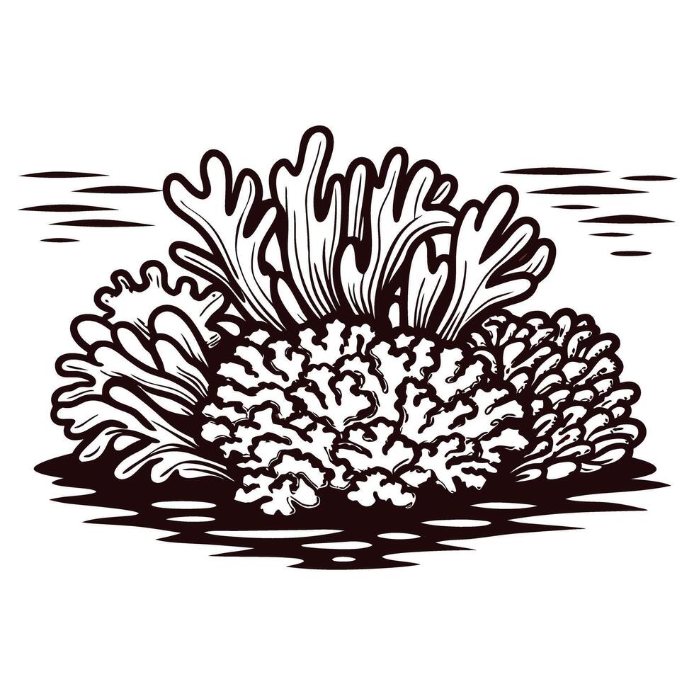 Intricate coral reef featuring detailed marine flora vector