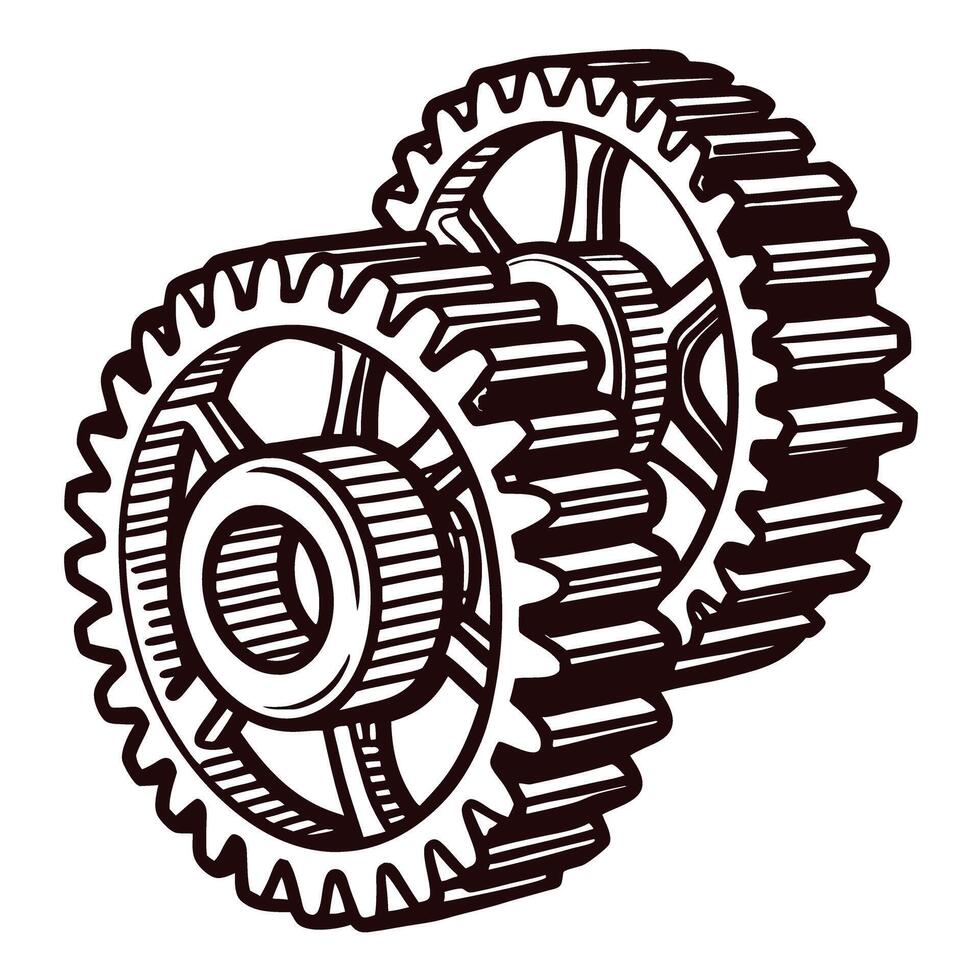 Intricate mechanical gears interlocking in detailed design for engineering concepts vector