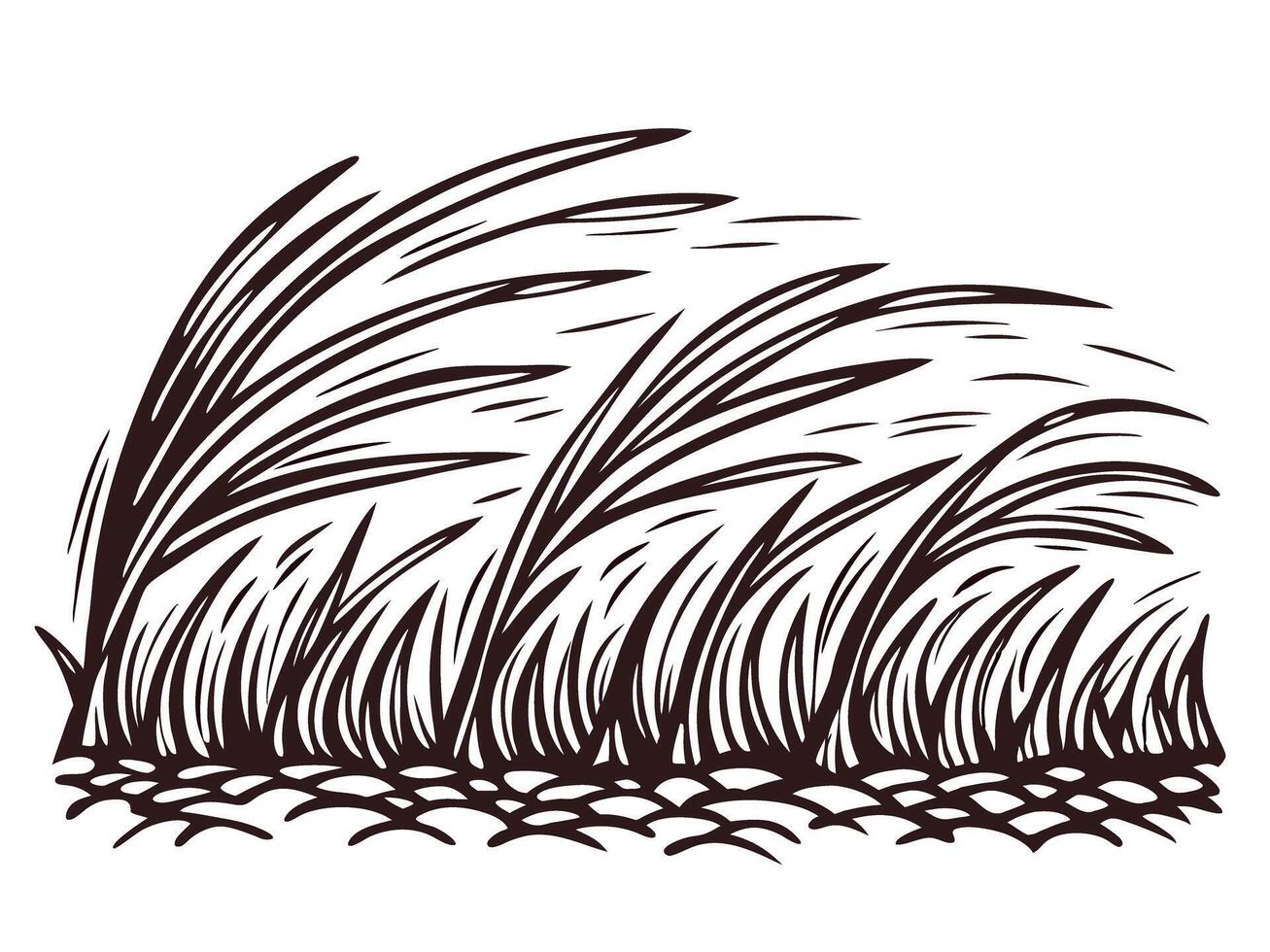 of grass blades swaying in the wind against a clean white background vector