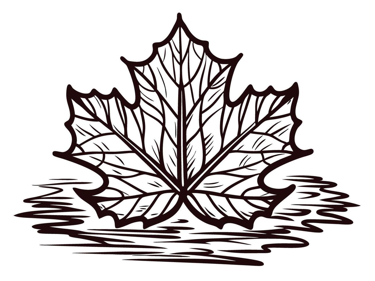 Maple leaf with reflective water surface pattern vector