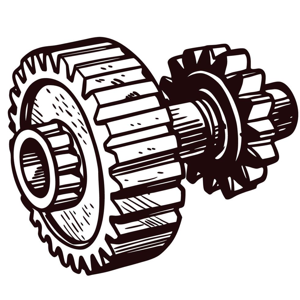 of interlocking gears with detailed engineering design and mechanical precision vector