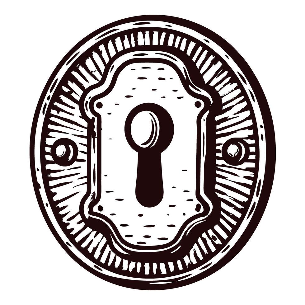 Vintage keyhole design in black and white with intricate details and artistic elegance vector