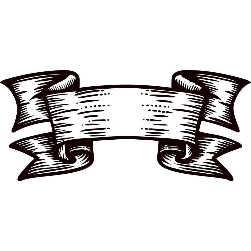 Elegant vintage ribbon banner in black and white vector