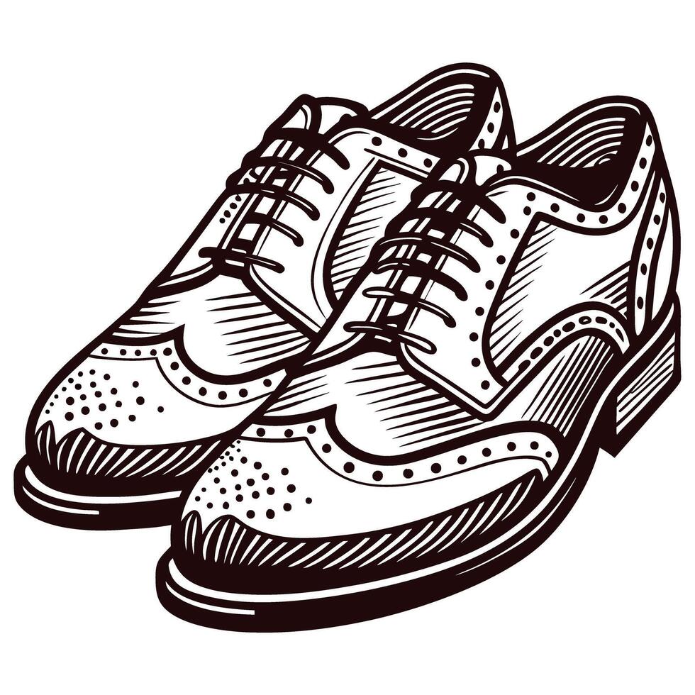 Stylish leather brogue shoes with intricate detailing and classic design vector