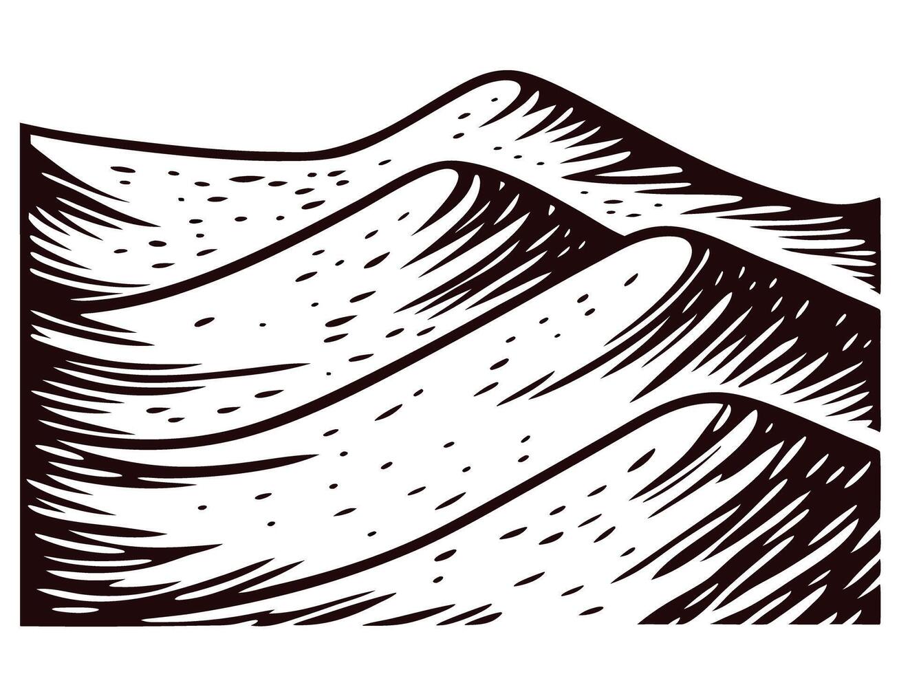 Abstract black and white of rolling desert dunes with textured patterns vector
