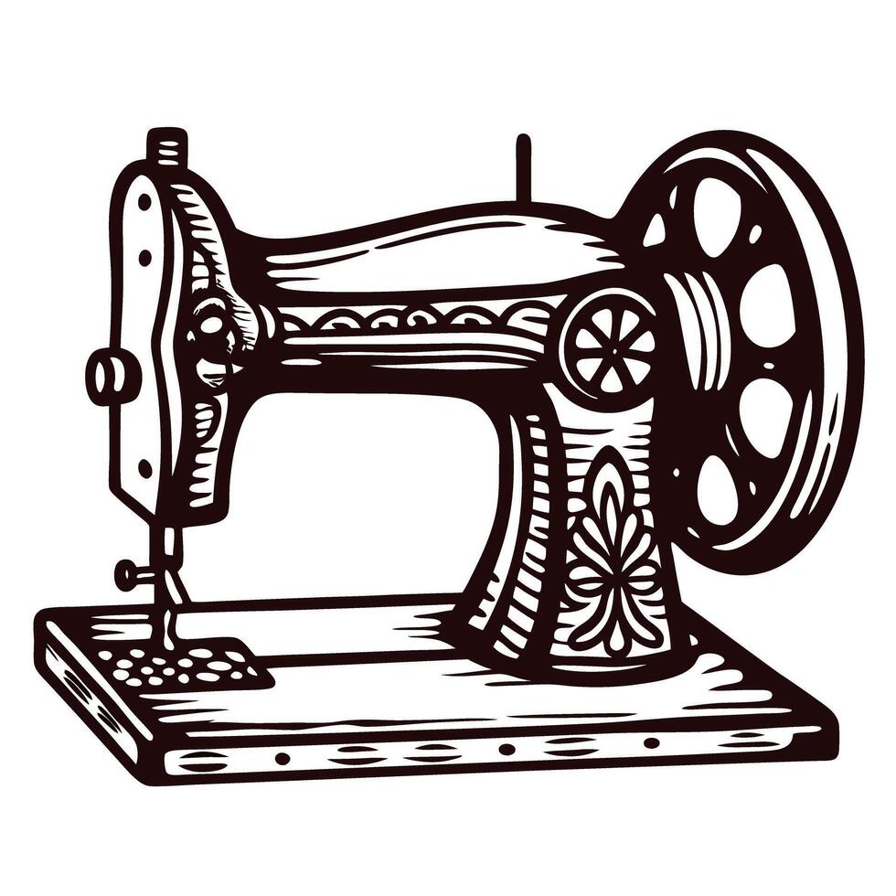 Vintage sewing machine with intricate patterns and details in classic design vector