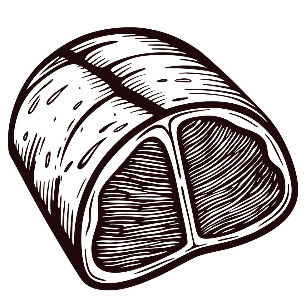 of a cut of ribeye steak with detailed textures and lines vector