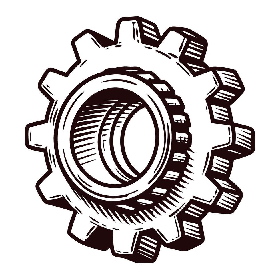 Detailed of a vintage gear with mechanical engineering focus vector