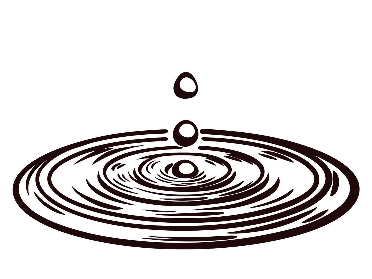 Water droplets creating ripples on a still surface in minimalist design vector