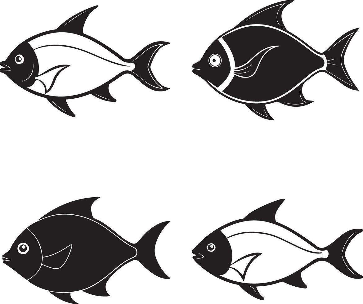black pom fret fish image icon vector