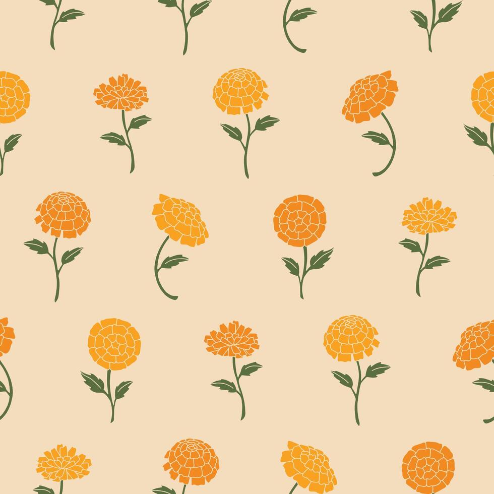 Marigold Flower Pattern Illustration Seamless for Wallpaper Background Cover Packaging vector