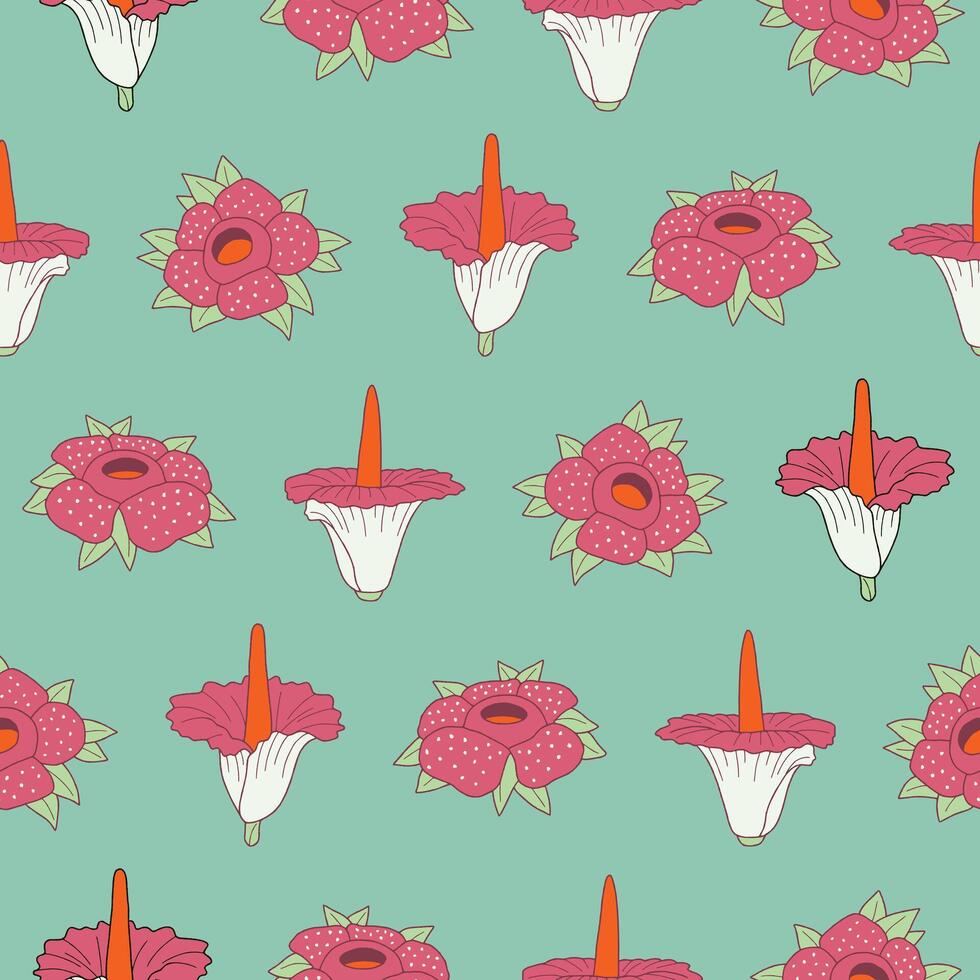 Rafflesia Flower Seamless Pattern Background for Print Fabric Surface Fashion Wrapping vector