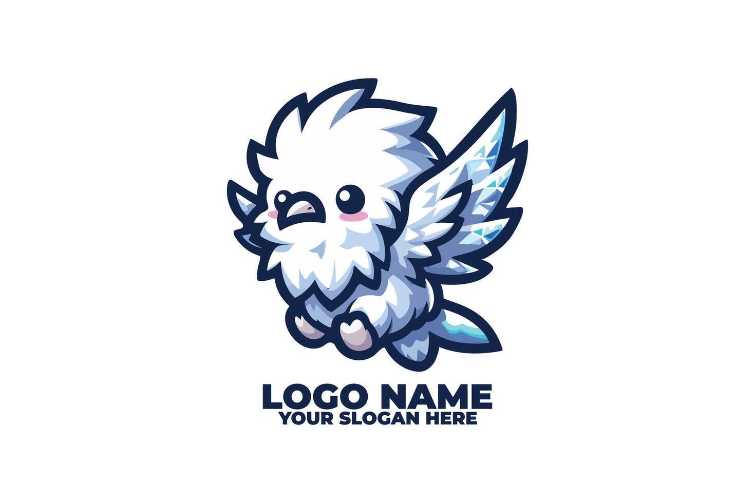 A cute white bird logo design vector