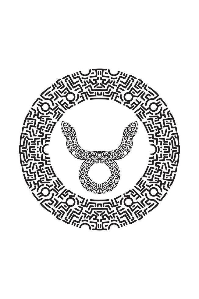 Taurus zodiac sign coloring page vector