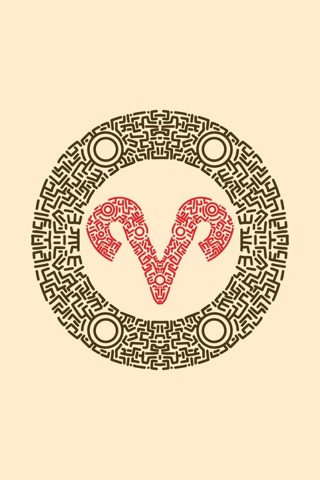 The zodiac sign of aries is shown in a circle vector