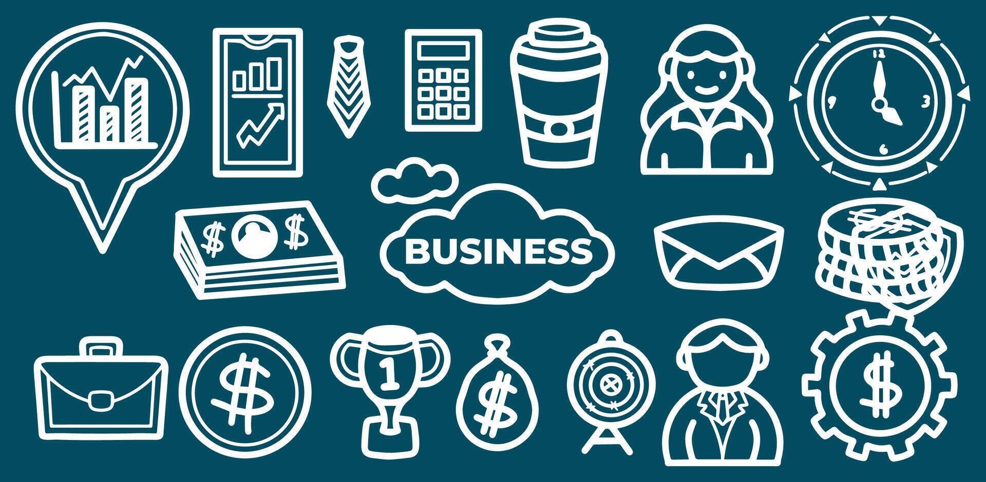 Business icons set on blue background vector