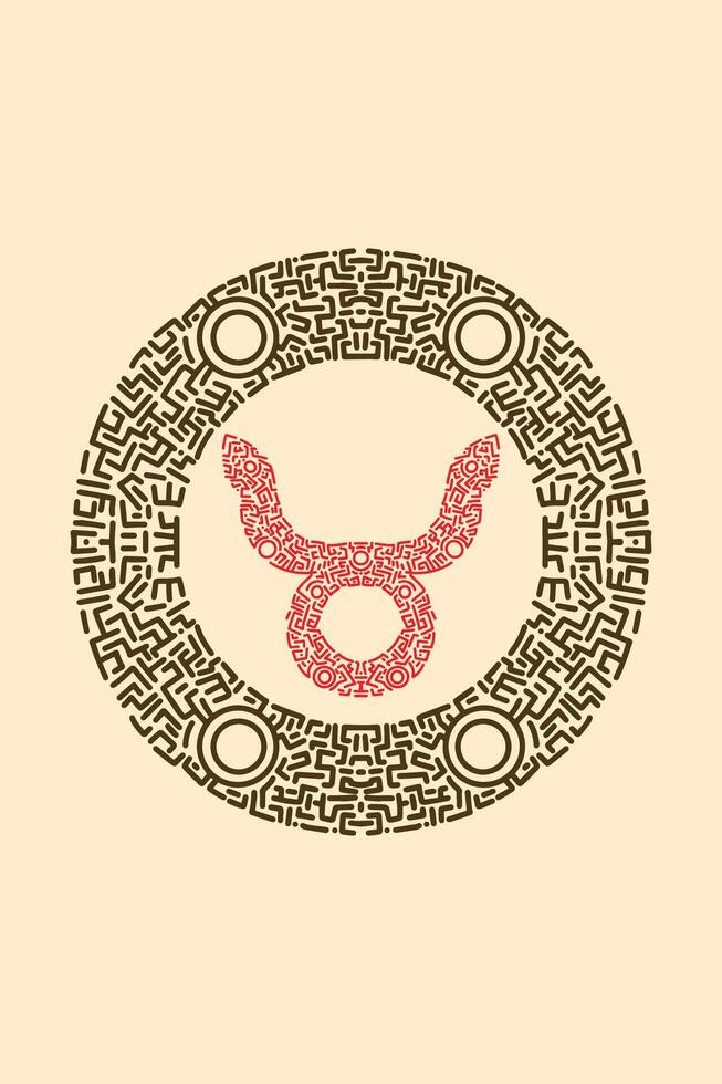The zodiac sign of the bull is shown in a circular pattern vector