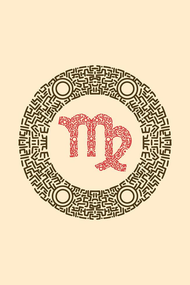 The zodiac sign of virgo in a circular pattern vector