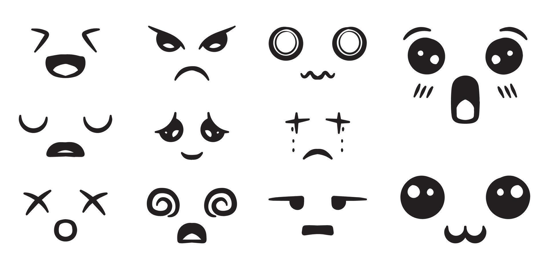 A set of different emoticons with different expressions vector