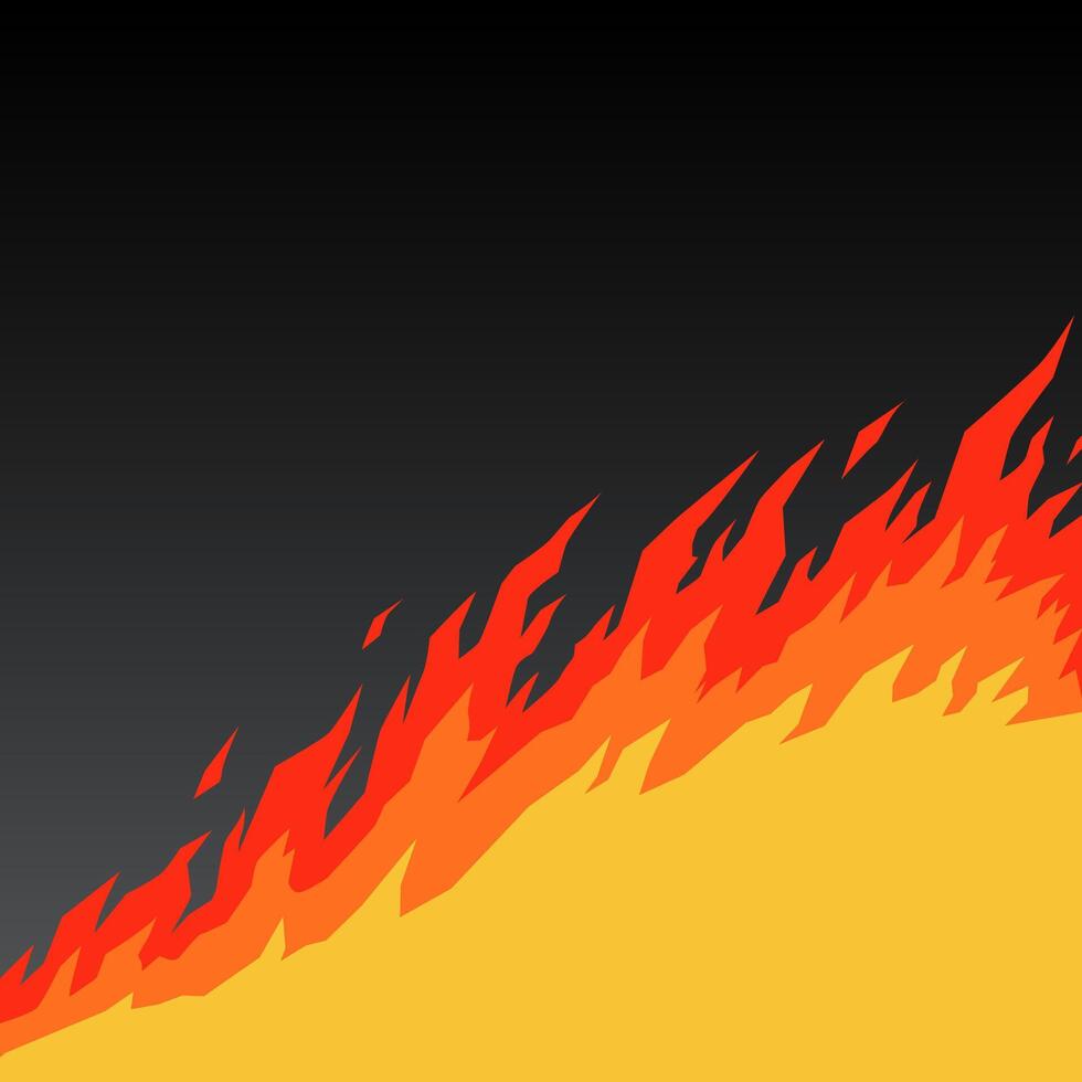 Fire flames illustration orange and yellow on dark background, banners and poster frame designs. vector