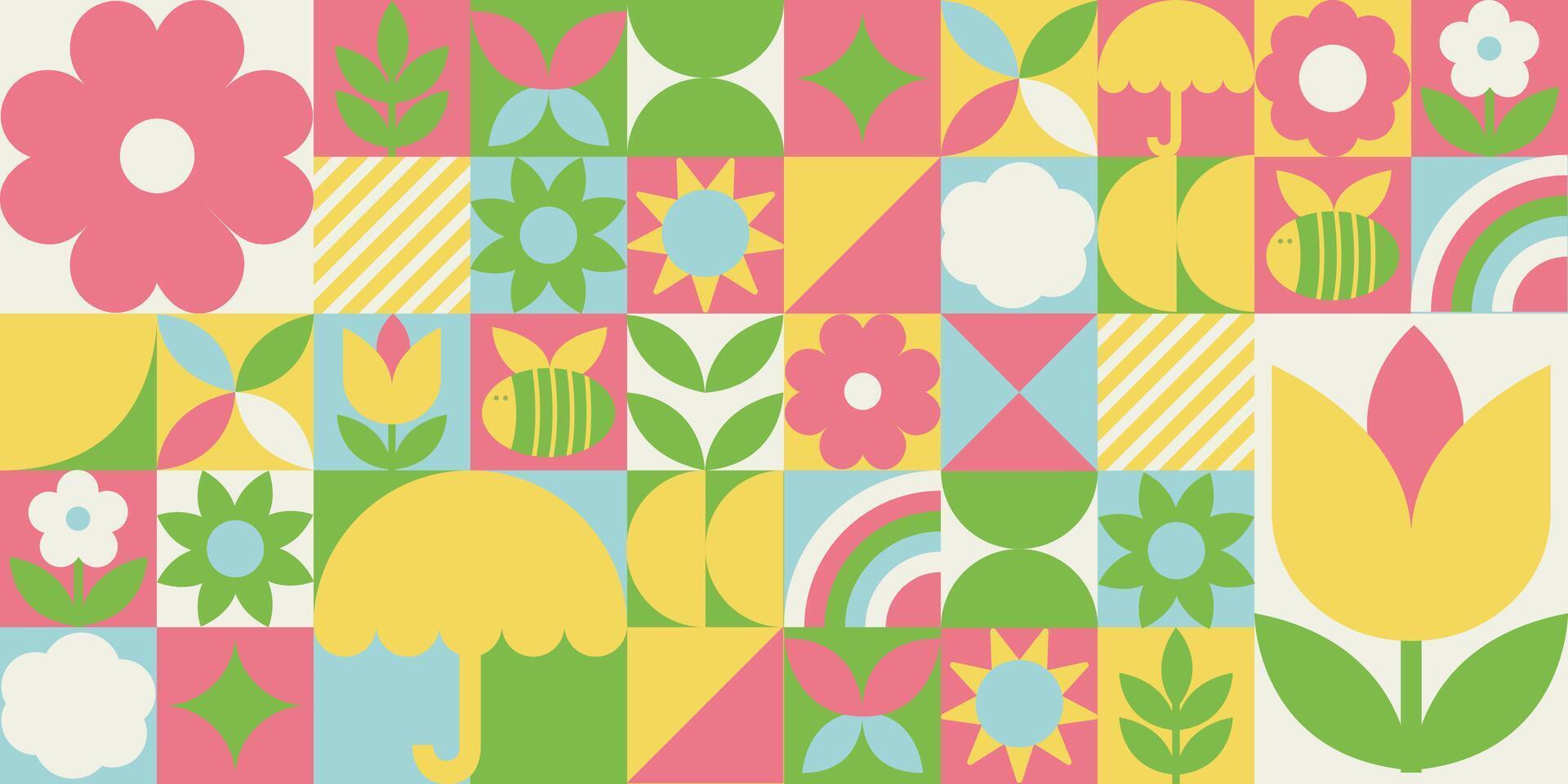 Spring minimalist geometric design for banner, card, cover, vector