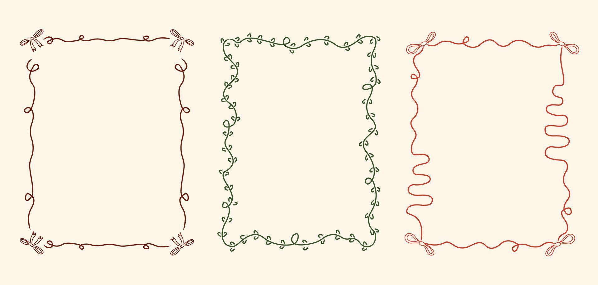Hand drawn Christmas frames set. vector