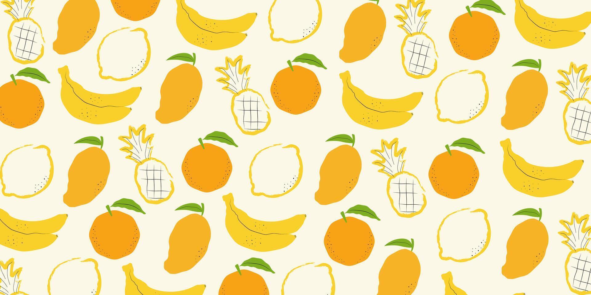 Fruits seamless pattern for backgrounds, presentations, wrapping papers, prints, artworks. vector